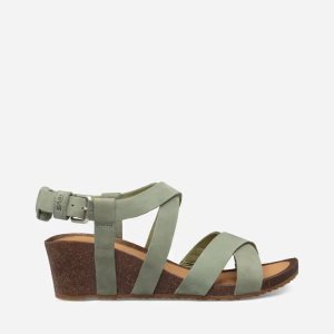 Teva Mahonia Wedge Cross Strap Damen Sandalen Grün (Österreich)